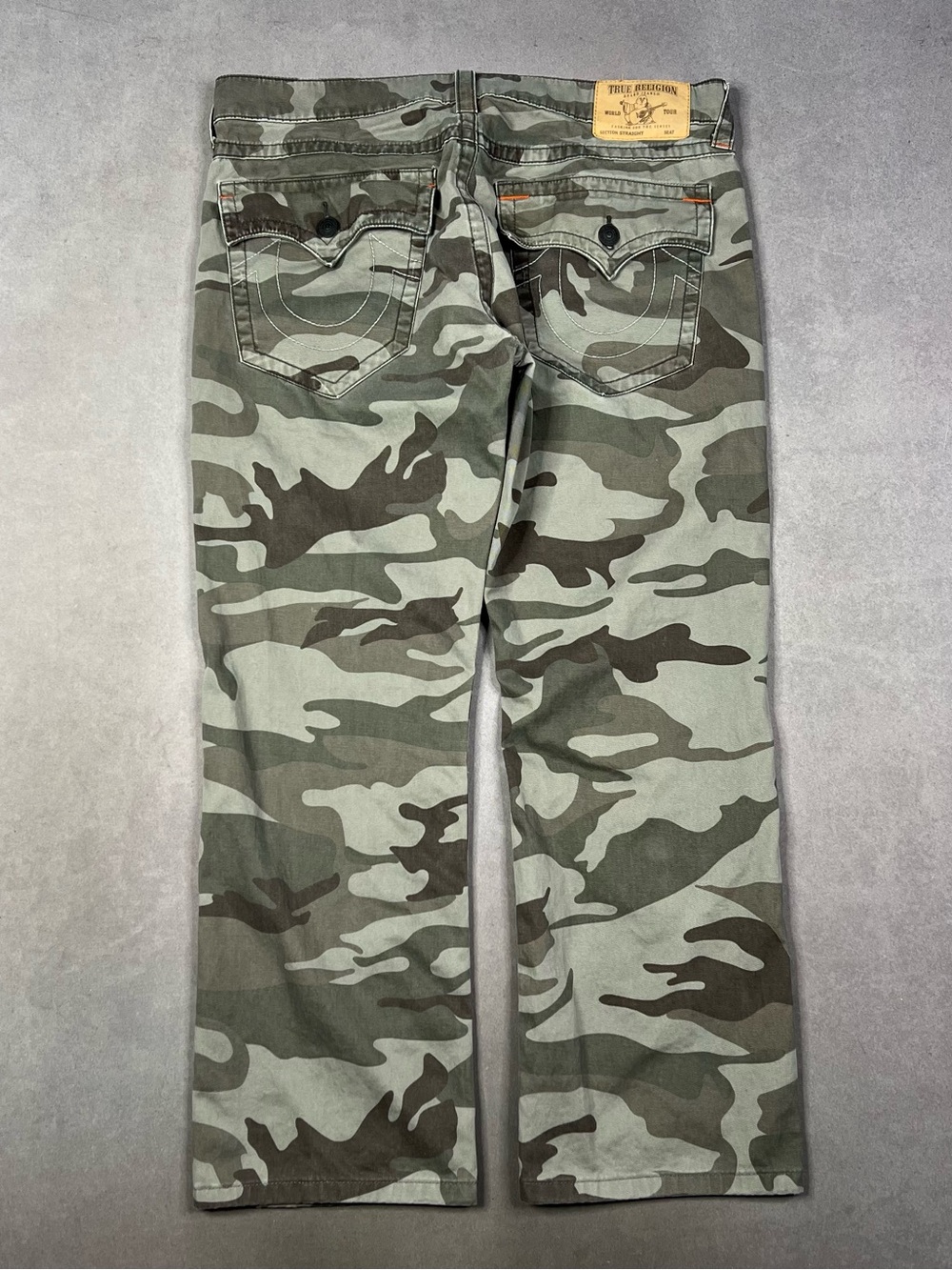True Religion Men’s Camo Straight-Leg Jeans - Olive & Dark Green